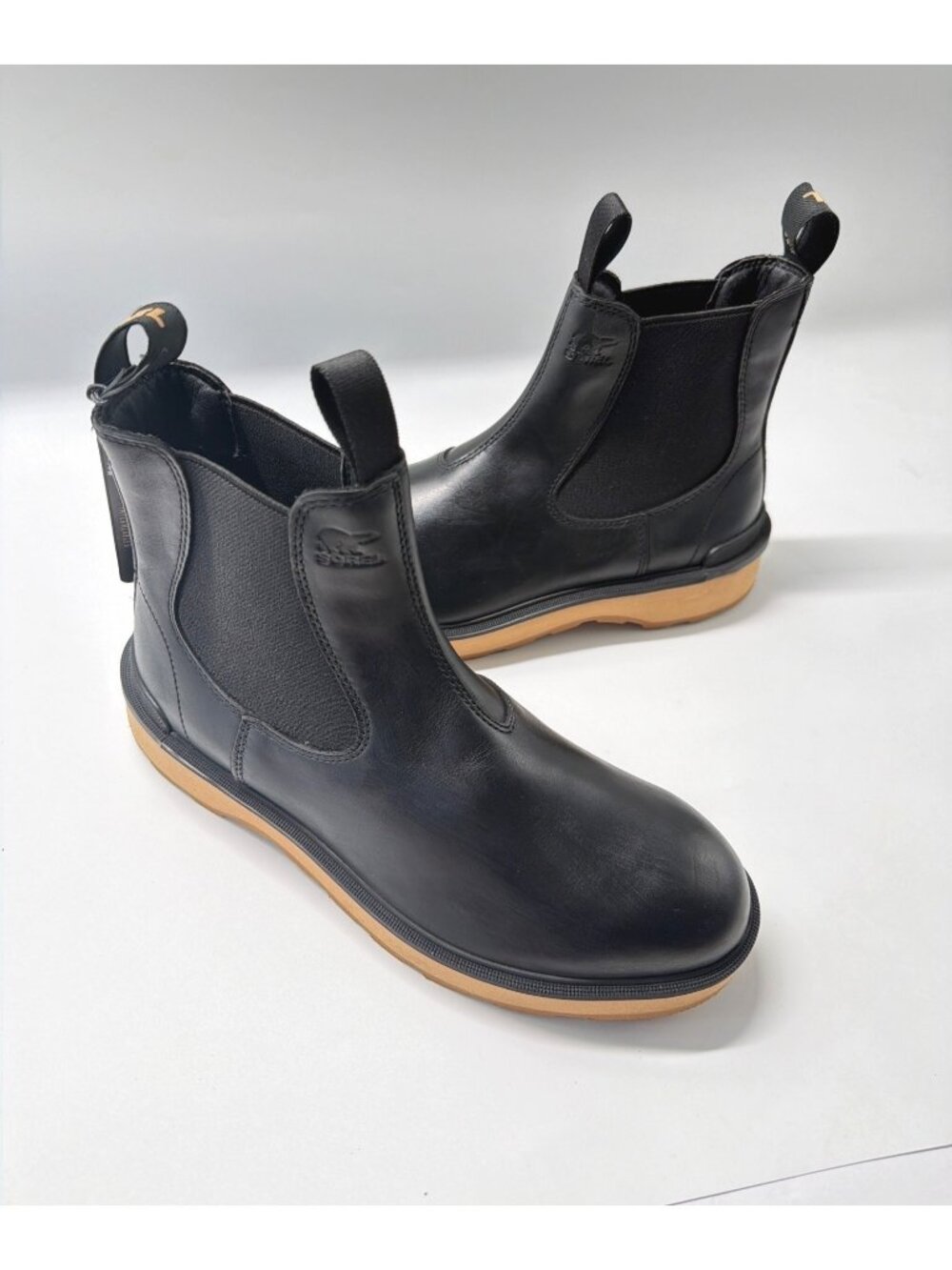 Sorel Hi Line Chelsea Boots Black Leather Booties Womens Size 10